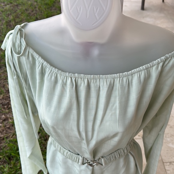 Mint colored belted boatneck with adjustable ties mini dress by Camila Coelho - Picture 7 of 12